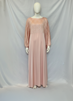 Caftan Dubaï FARĀSHA – Abaya satinée à strass