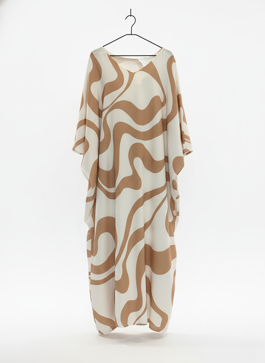 ABAYA MAWJA – Abaya papillon fluide à imprimé ondulé