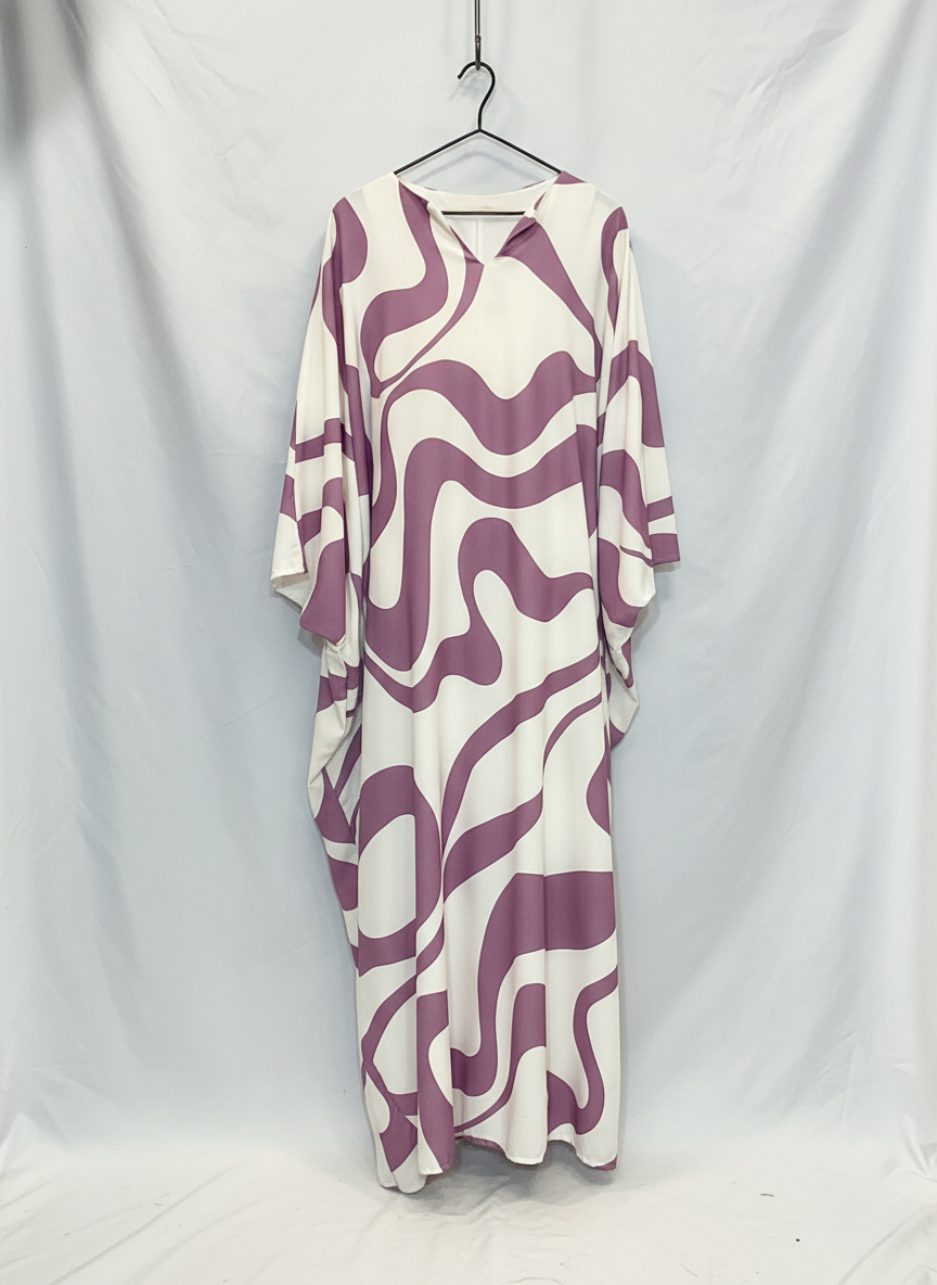 ABAYA MAWJA – Abaya papillon fluide à imprimé ondulé